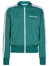 PALM ANGELS PALM ANGELS GREEN SPORTY BOMBER JACKET WITH CONTRAST BANDS