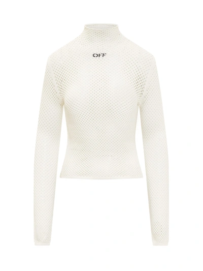 Off-white Turtleneck Sweater In White A Black