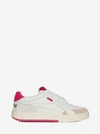 PALM ANGELS PALM ANGELS PALM UNIVERSITY LOW TOP SNEAKERS IN WHITE AND PINK LEATHER WOMAN