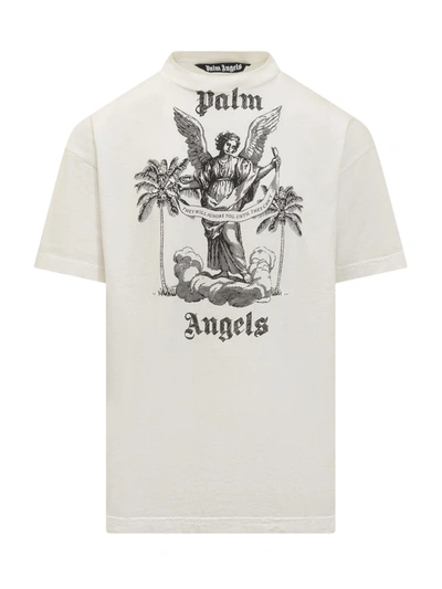 Palm Angels University T-shirt In White Blac