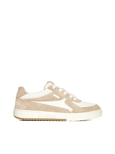 Palm Angels Suede And Leather Trainers In White Camel