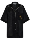 Palm Angels Soire? Logo-embroidered Button-up Shirt In Black