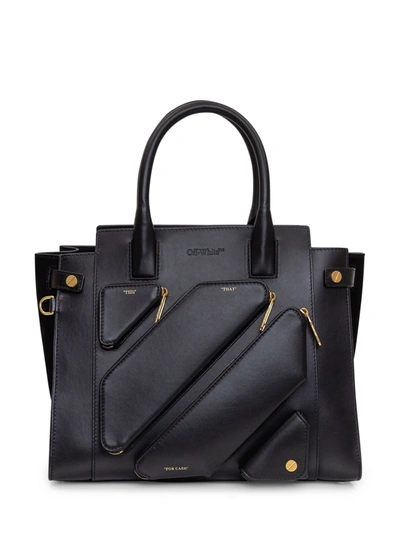 Off-white City Leather Tote Bag In Black