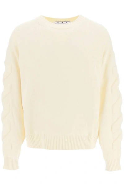 Off-white Embossed Sweater In Panna