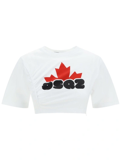 Dsquared2 Cropped T-shirt In White