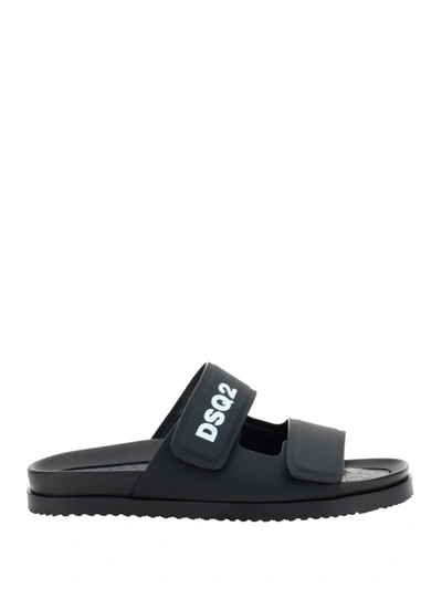 Dsquared2 Black Sandal With Logo In 2124