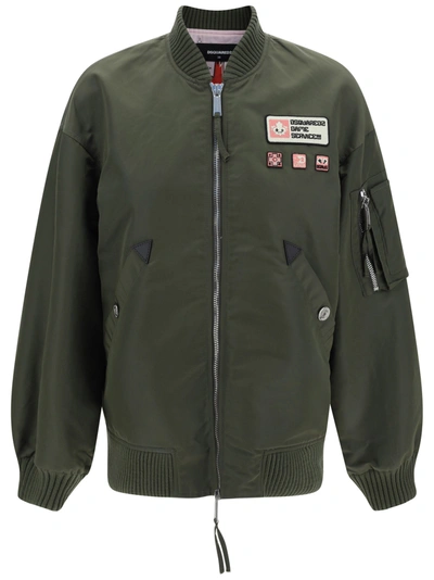 DSQUARED2 DSQUARED2 CLASSIC OVERSIZED BOMBER JACKET IN GREEN