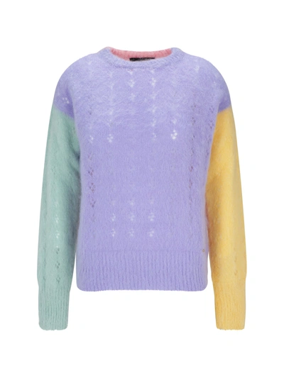 Dsquared2 Wool Blend Lace Stitch Sweater In Multi