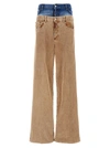 Dsquared2 Corduroy Dual Waistband Wide-leg Trousers In Beige