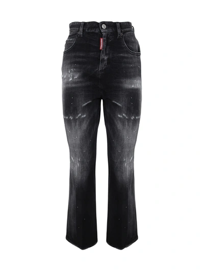 Dsquared2 Honey Hw Bell Bottom Jeans In Black