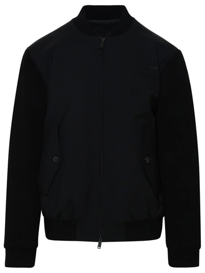 Dsquared2 Bomber Jacket In Black Wool