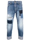 Dsquared2 Denim Cotton Blend Trousers In Blu