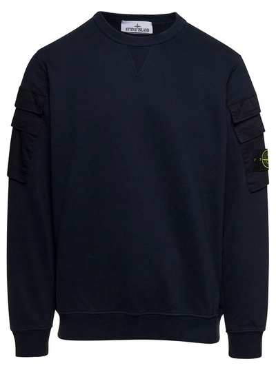 Stone Island Navy Blue Sweatshirt With Pockets