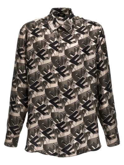 Fendi Ff Blocks Shirt In Brown