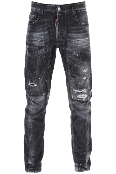 Dsquared2 Distressed Tidy Biker Jeans In Grey
