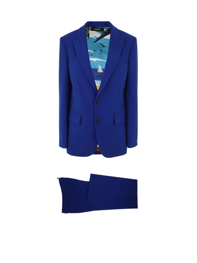 Dsquared2 Two-piece Flared Suit In Ink Blue
