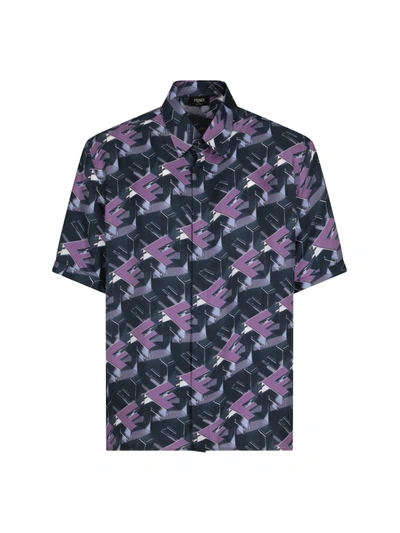 Fendi Ff Blocks Shirt In Lilac