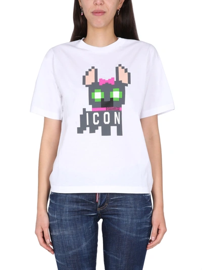 Dsquared2 Icon Pixelated-print T-shirt In White
