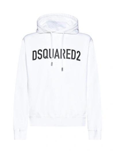 Dsquared2 Logo Cotton Hoodie In White