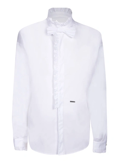 Dsquared2 Ruffled Bow-detail Shirt In White