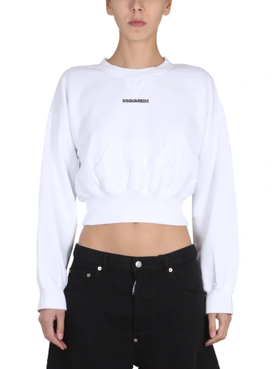 Dsquared2 Cropped Logo-print Sweatshirt In White