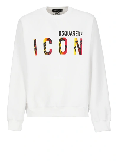 Dsquared2 Icon Print Cotton Sweatshirt In White