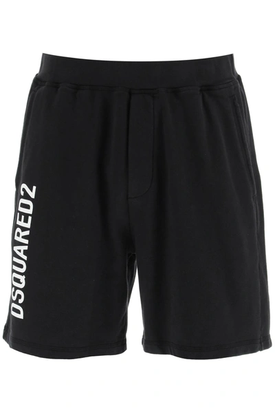 Dsquared2 Logo Print Sweatshorts In Black