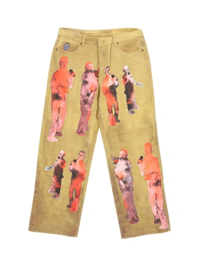 Kidsuper Graphic-print Cotton Straight-leg Jeans In Yellow