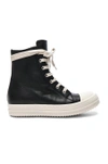 RICK OWENS RICK OWENS LEATHER SNEAKERS IN BLACK,RP17F7890 LPO