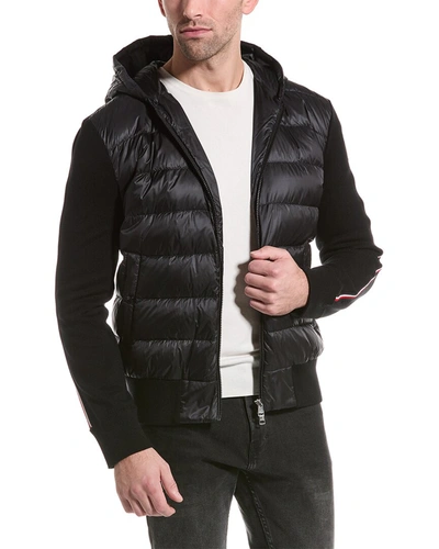 Moncler Ultra-fine Wool Knit & Nylon Down Jacket In Black
