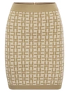 Elisabetta Franchi Monogram Butter Beige Knitted Skirt In Brown