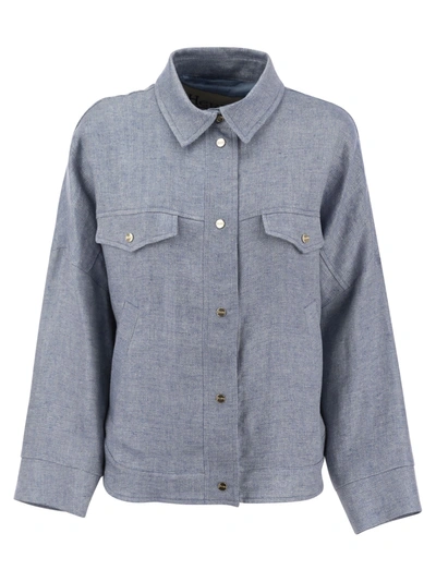 Herno Linen Shirt-cut Jacket In Light Blue