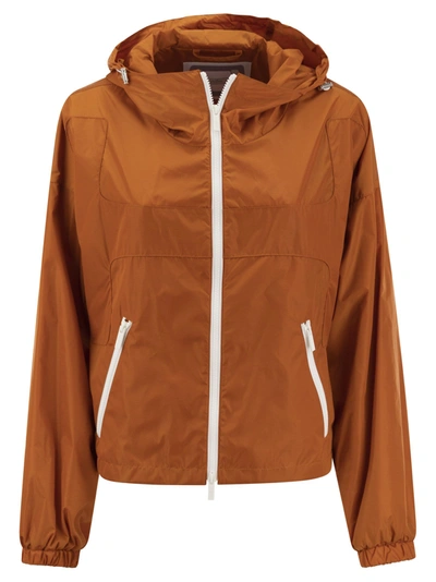 Hogan Short Hooded Windbreaker In Orange