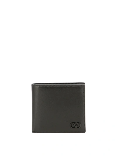 Valentino Garavani V Logo Wallet In Black