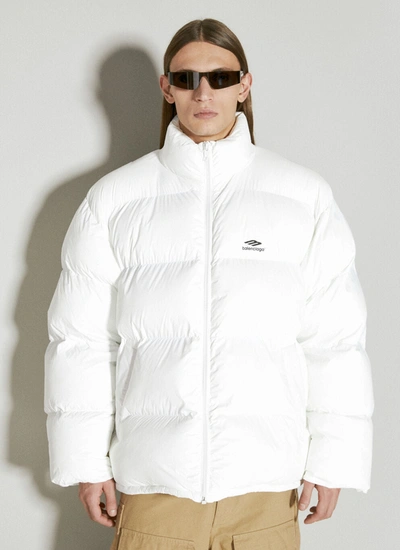 Balenciaga Men 3b Sports Icon Ski Puffer Jacket In White