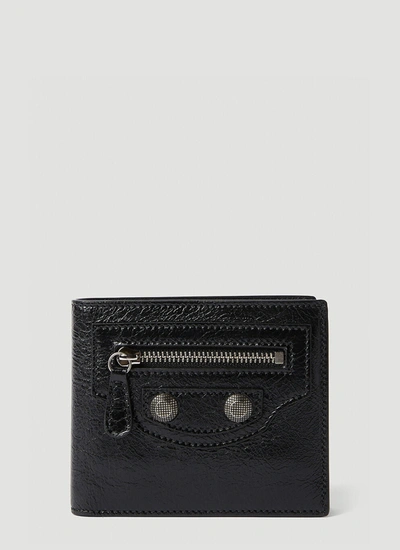 Balenciaga Men Le Cagole Square Folded Wallet In Black