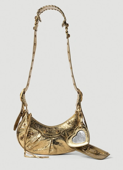 Balenciaga Le Cagole Xs Metallic Shoulder Bag In Gold