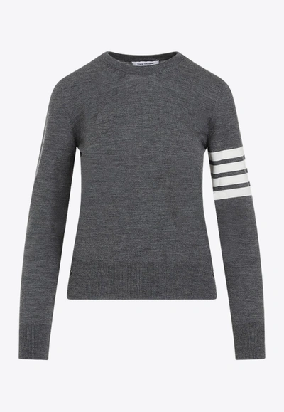 Thom Browne 4-bar Stripe Wool Sweater In Gray