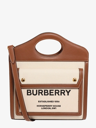 Burberry Woman Pocket Woman Beige Handbags In Cream