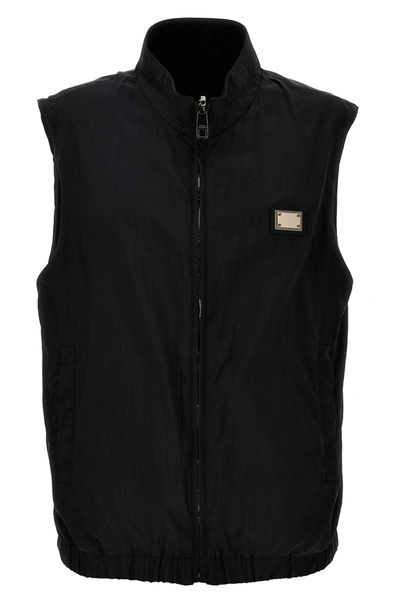 Dolce & Gabbana Logo Reversible Vest Gilet Black