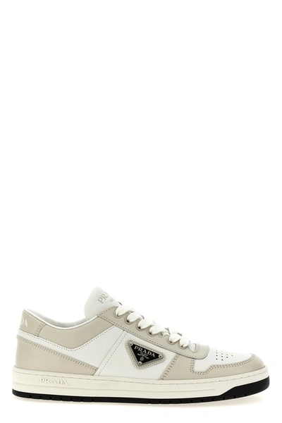 Prada Downtown Leather Sneakers In Gray