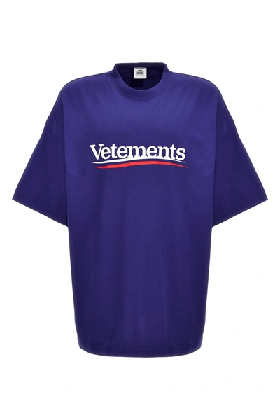 Vetements Campaign Logo T-shirt In Blue