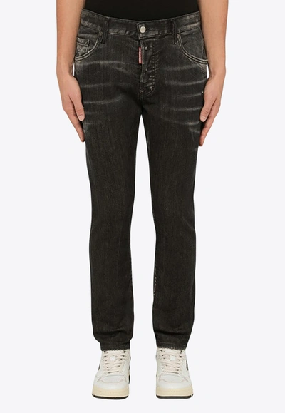 Dsquared2 Basic Five-pocket Slim Skater Jeans In Black