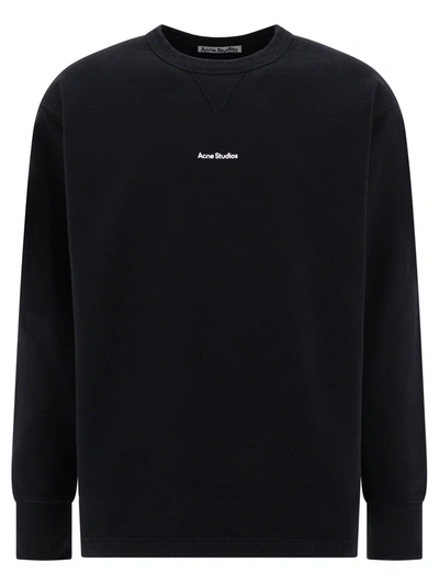 Acne Studios Logo Printed Crewneck Sweatshirt In Black