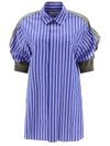 Sacai Blue Striped Minidress In Multicolor