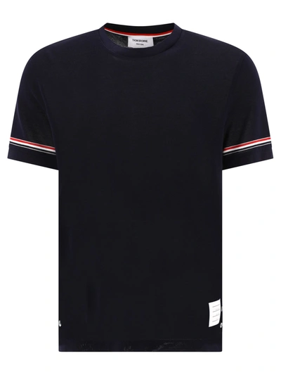 Thom Browne Blue T-shirt With Striped Detail