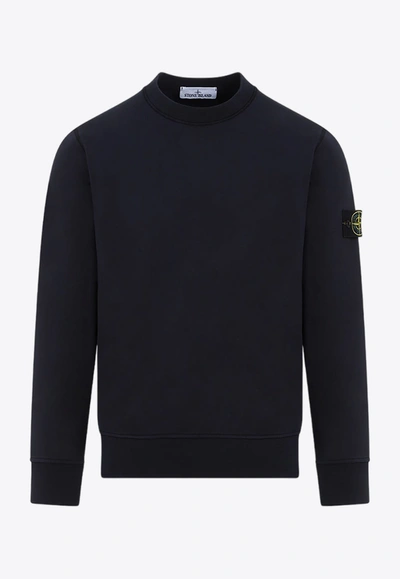 Stone Island Buttoned-patch Pullover Sweatshirt In Blue