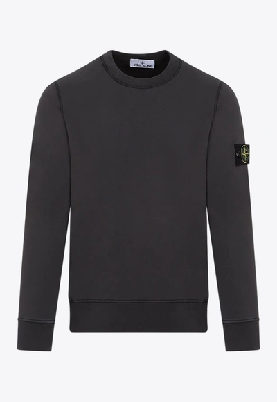 Stone Island Buttoned-patch Pullover Sweatshirt In Grey