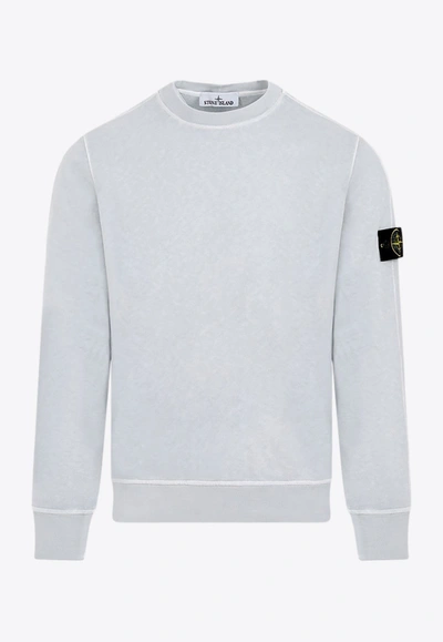 Stone Island Buttoned-patch Pullover Sweatshirt In Blue