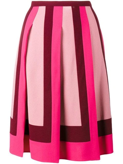 Valentino Pleated Crepe Skirt In Raspberry